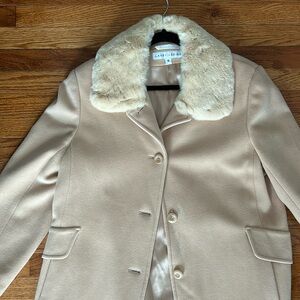 Vintage Wool and Fur Beige Winter Coat